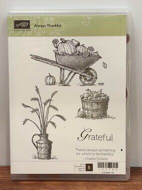 BUNDLE STAMPIN UP 123789 ALWAYS THANKFUL STAMPS & 119926 SQUARE LATTICE EMBOSSIN